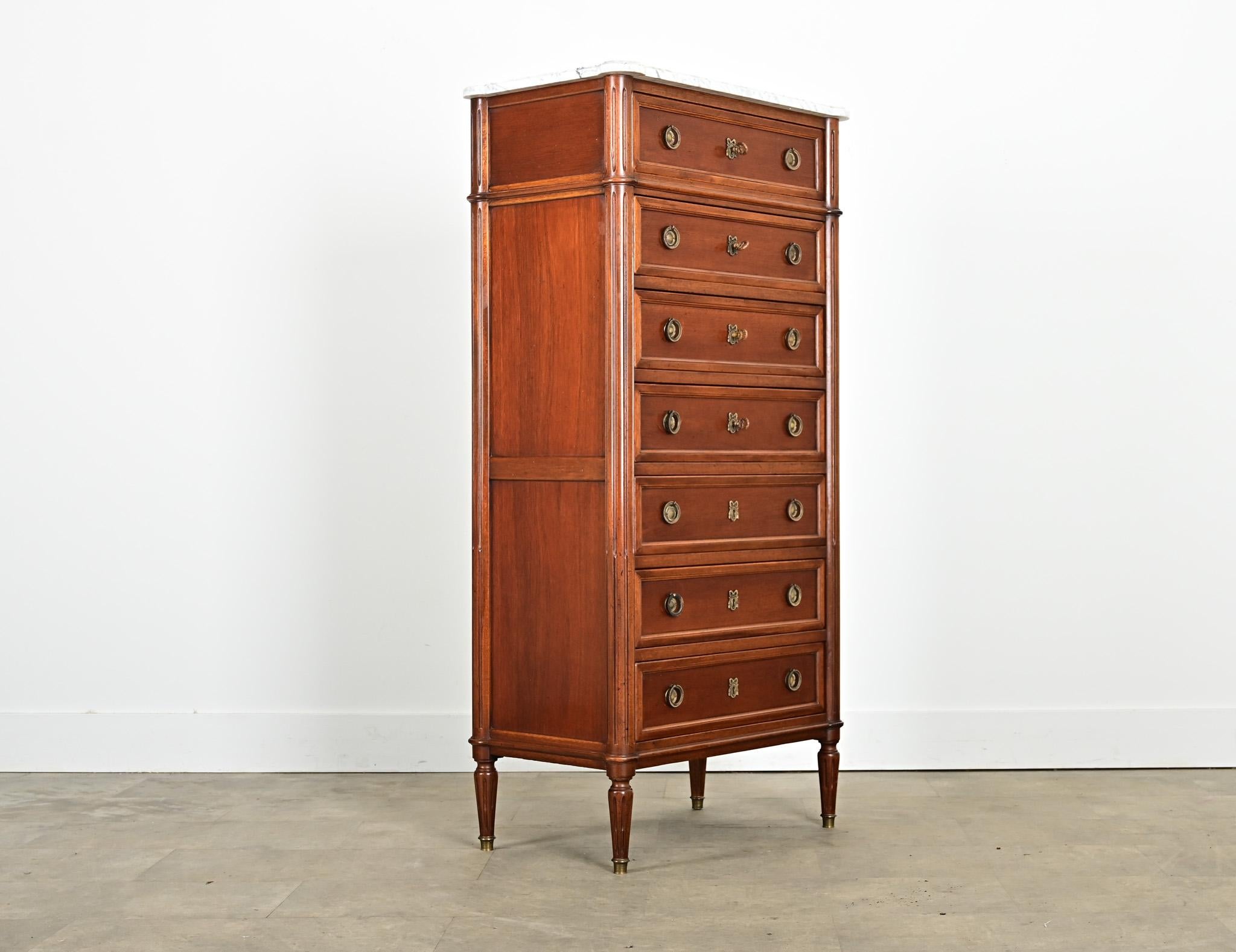 French 19th Century Louis XVI Style Mahogany Semainier In Good Condition For Sale In Baton Rouge, LA