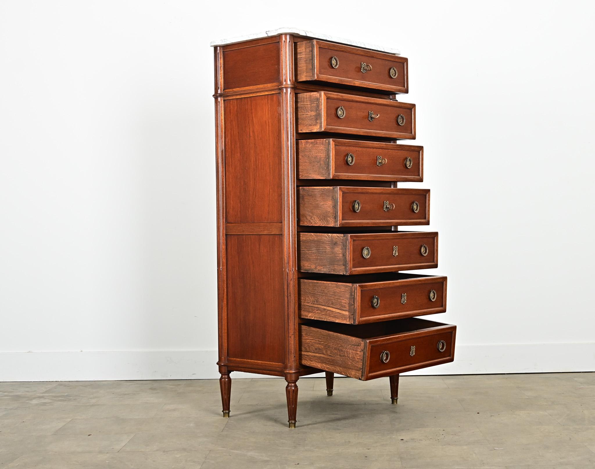 Brass French 19th Century Louis XVI Style Mahogany Semainier For Sale