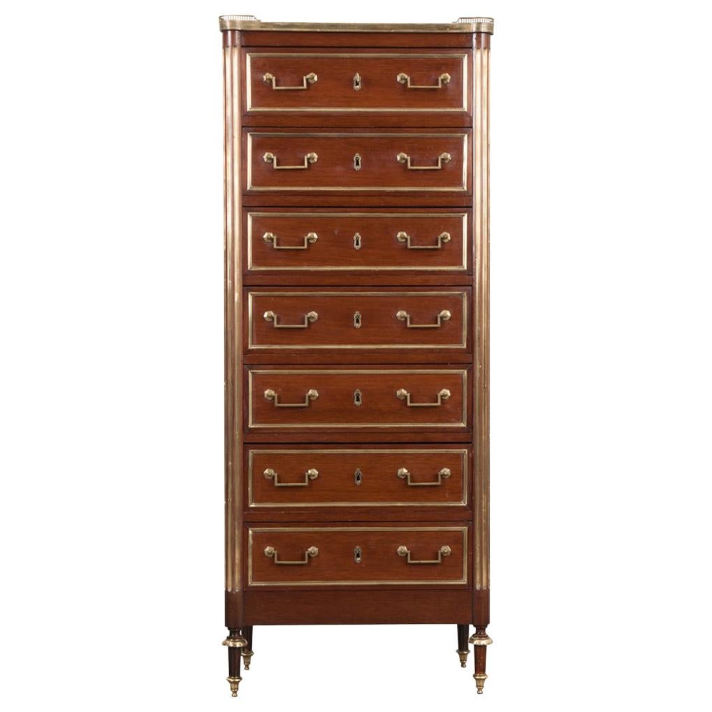 French 19th Century Louis XVI-Style Mahogany Semainier