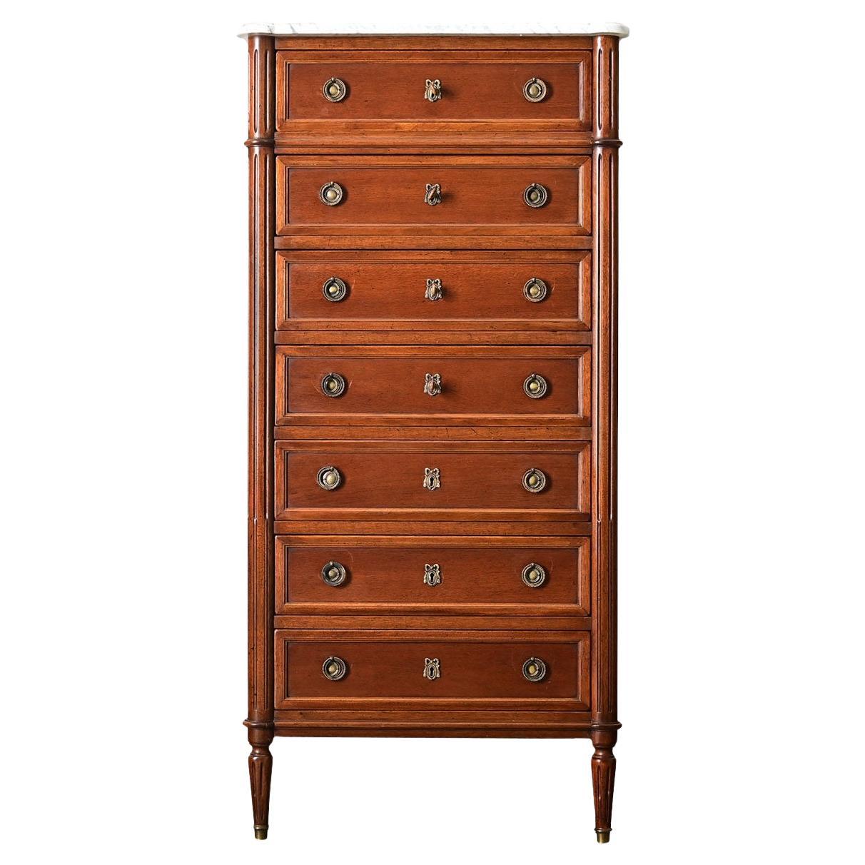 French 19th Century Louis XVI Style Mahogany Semainier For Sale