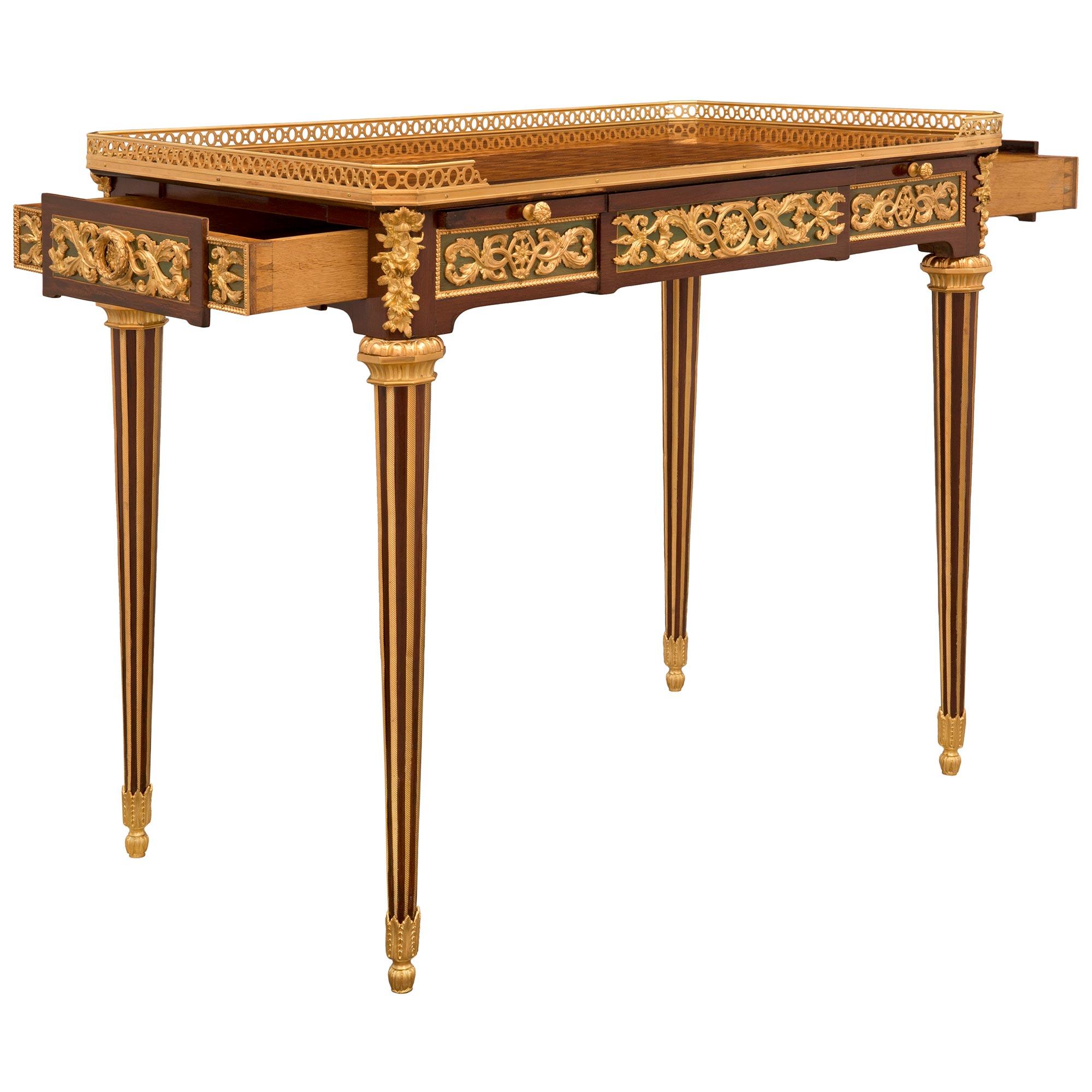 French 19th Century Louis XVI Style Mahogany Side Table, Attributed to T. Millet In Good Condition For Sale In West Palm Beach, FL