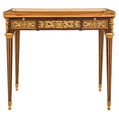 French 19th Century Louis XVI Style Mahogany Side Table, Attributed to T. Millet