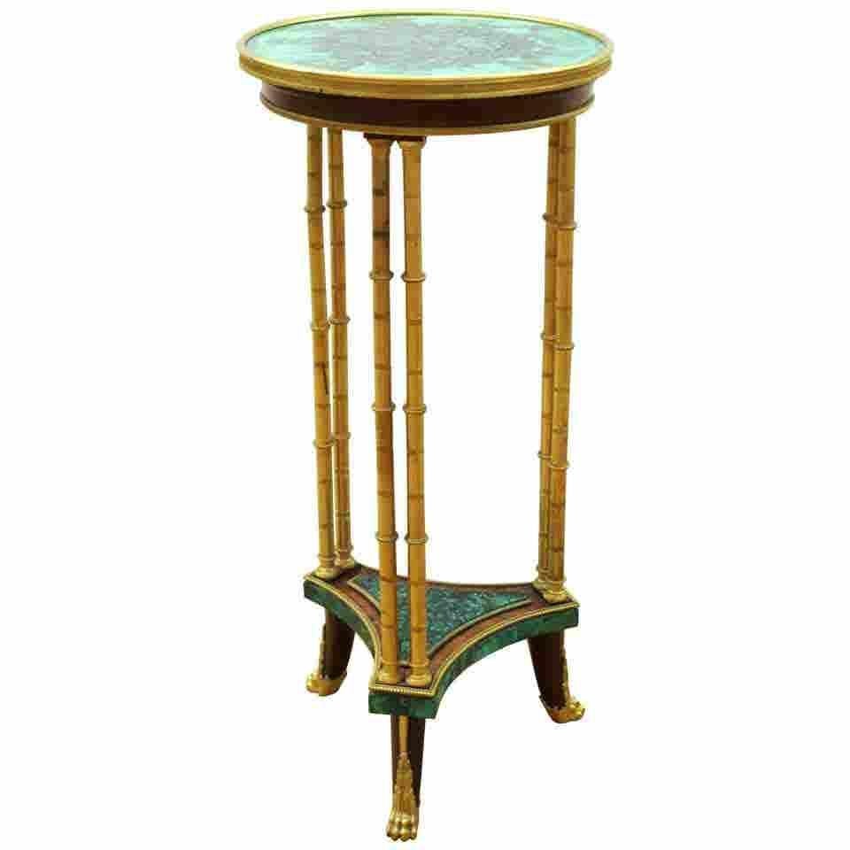 French 19th Century Louis XVI Style Malachite Gueridon Table with Ormolu Mounts  In Good Condition In Dallas, TX