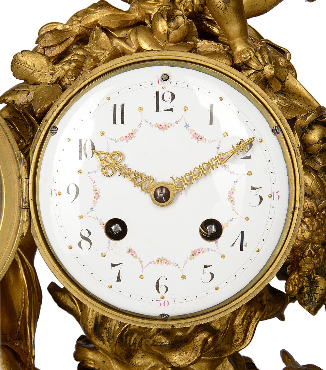 Ormolu French 19th Century Louis XVI Style Mantel Clock For Sale