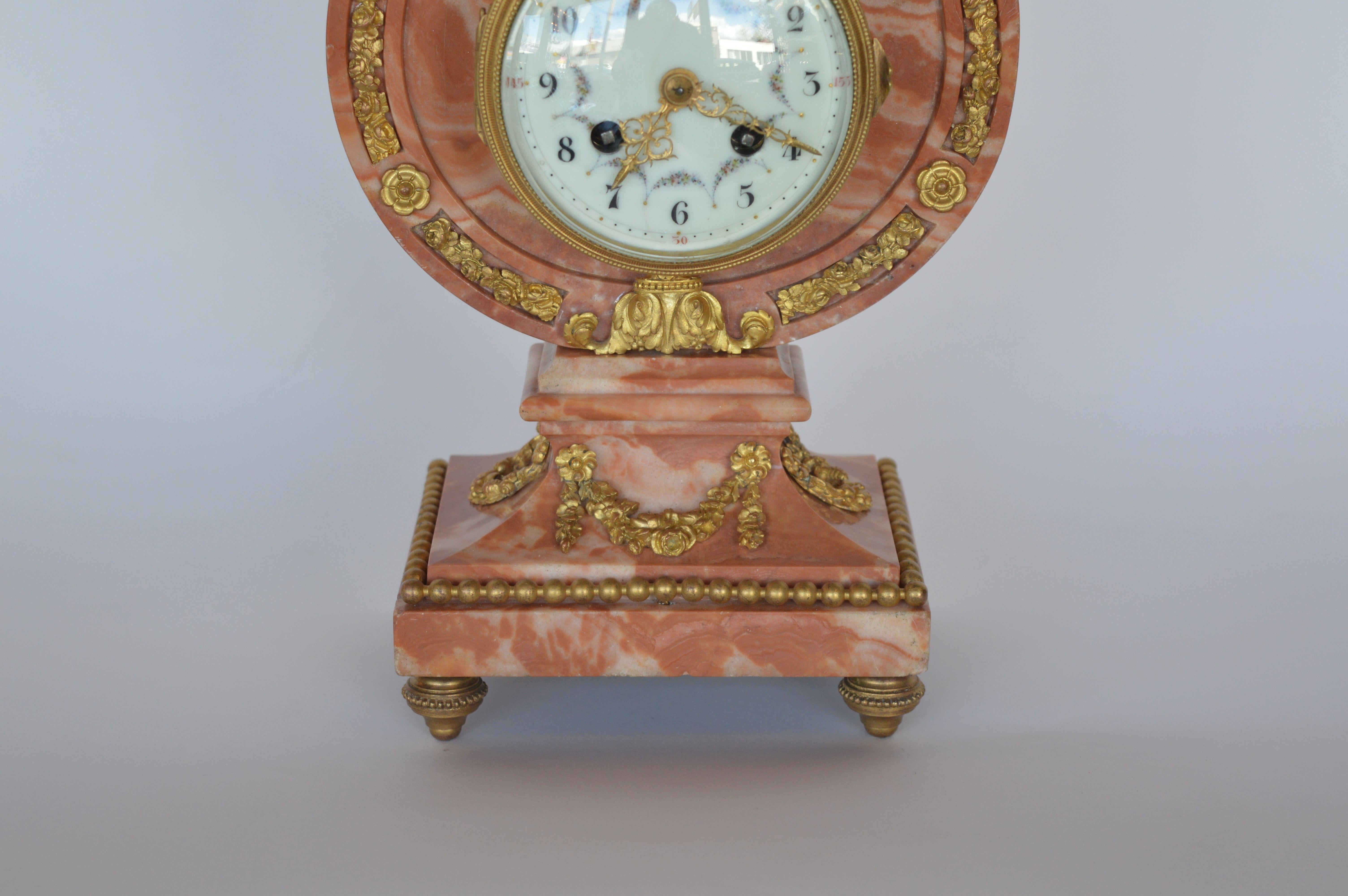 Gilt French 19th Century Louis XVI Style Mantel Clock Signed by J Marti For Sale