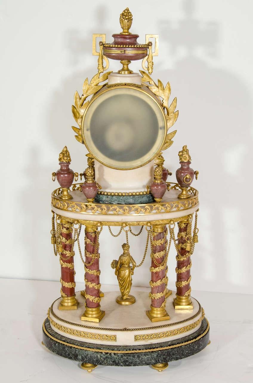 French 19th Century Louis XVI Style Marble and Ormolu Clock, By E. Lemoine For Sale 4