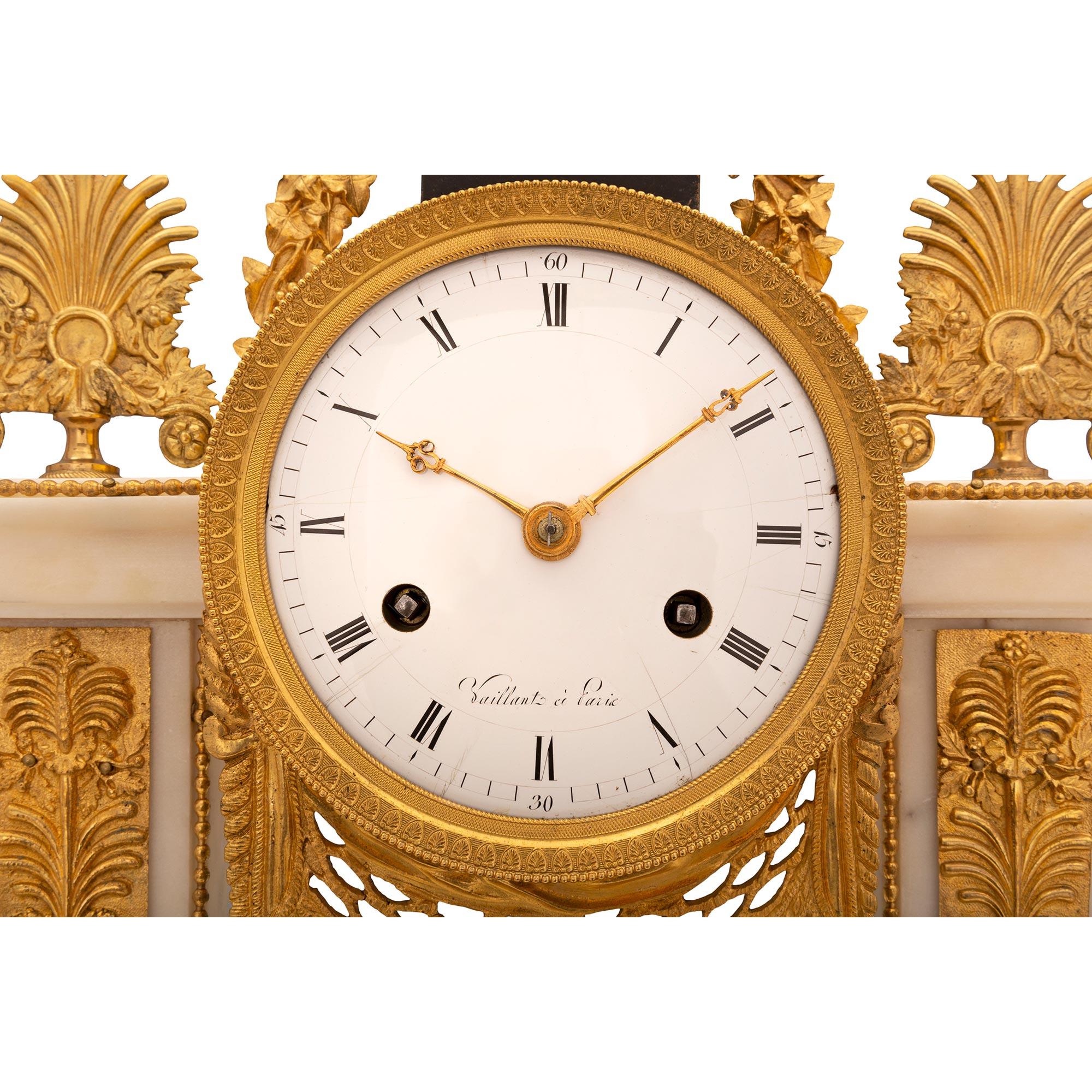 French 19th Century Louis XVI Style Marble and Ormolu Clock For Sale 2