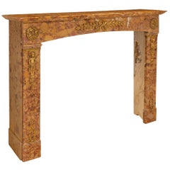 French 19th Century Louis XVI Style Marble and Ormolu Fireplace Mantel