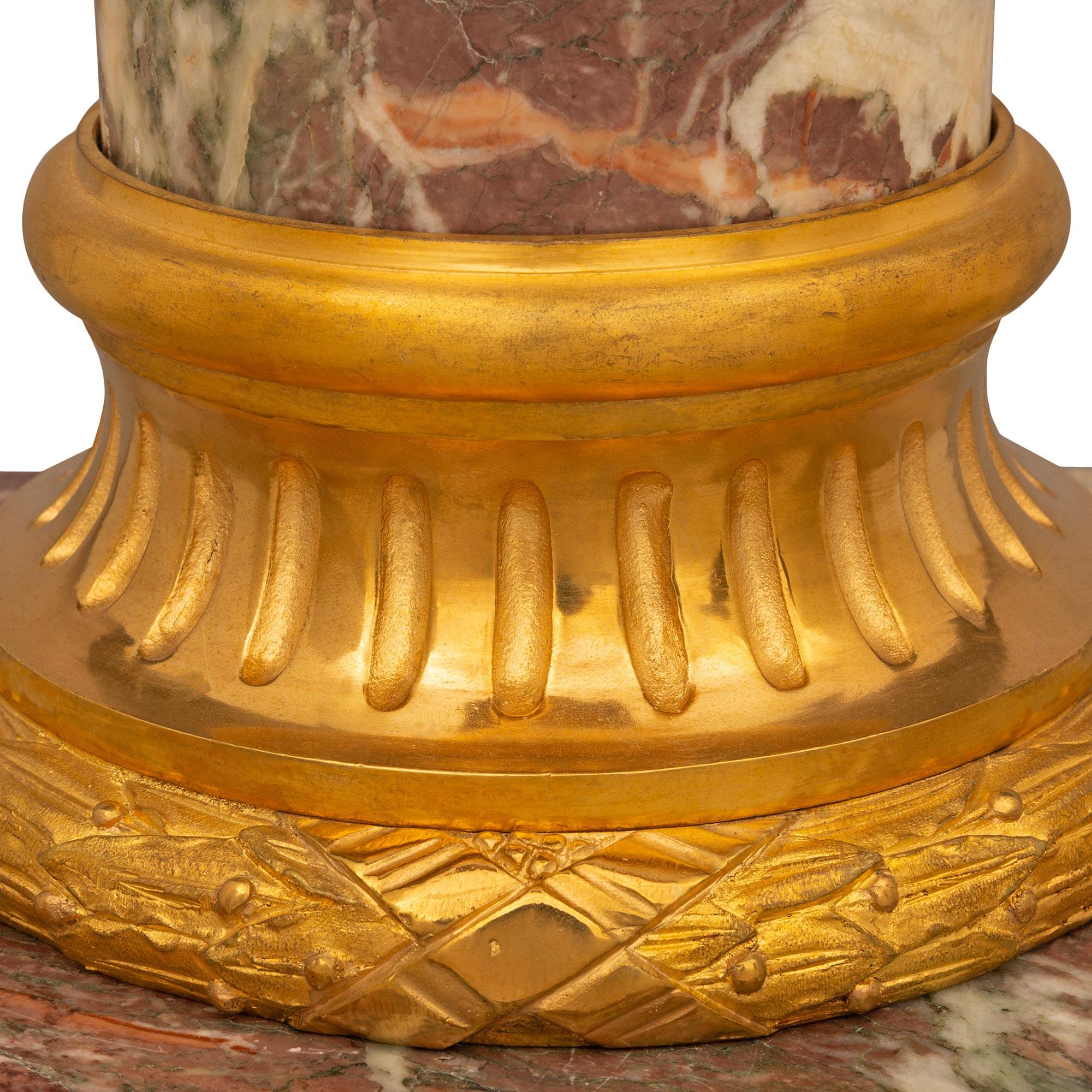 French 19th Century Louis XVI Style Marble and Ormolu Pedestal For Sale 4