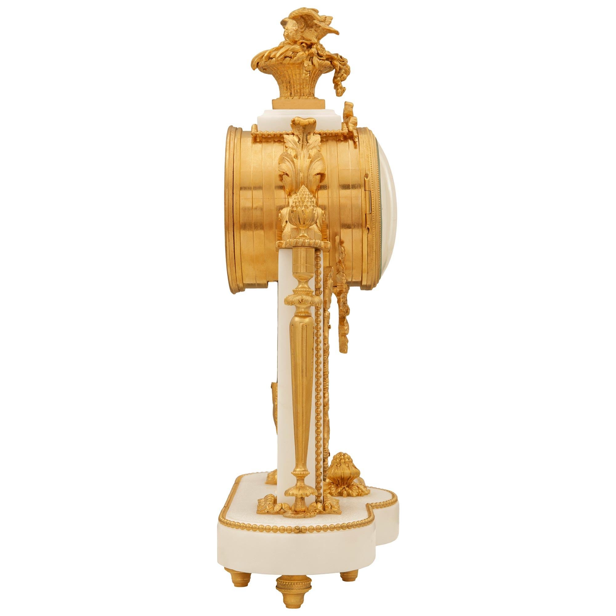 French 19th Century Louis XVI Style Marble and Ormolu Portique Clock For Sale 1