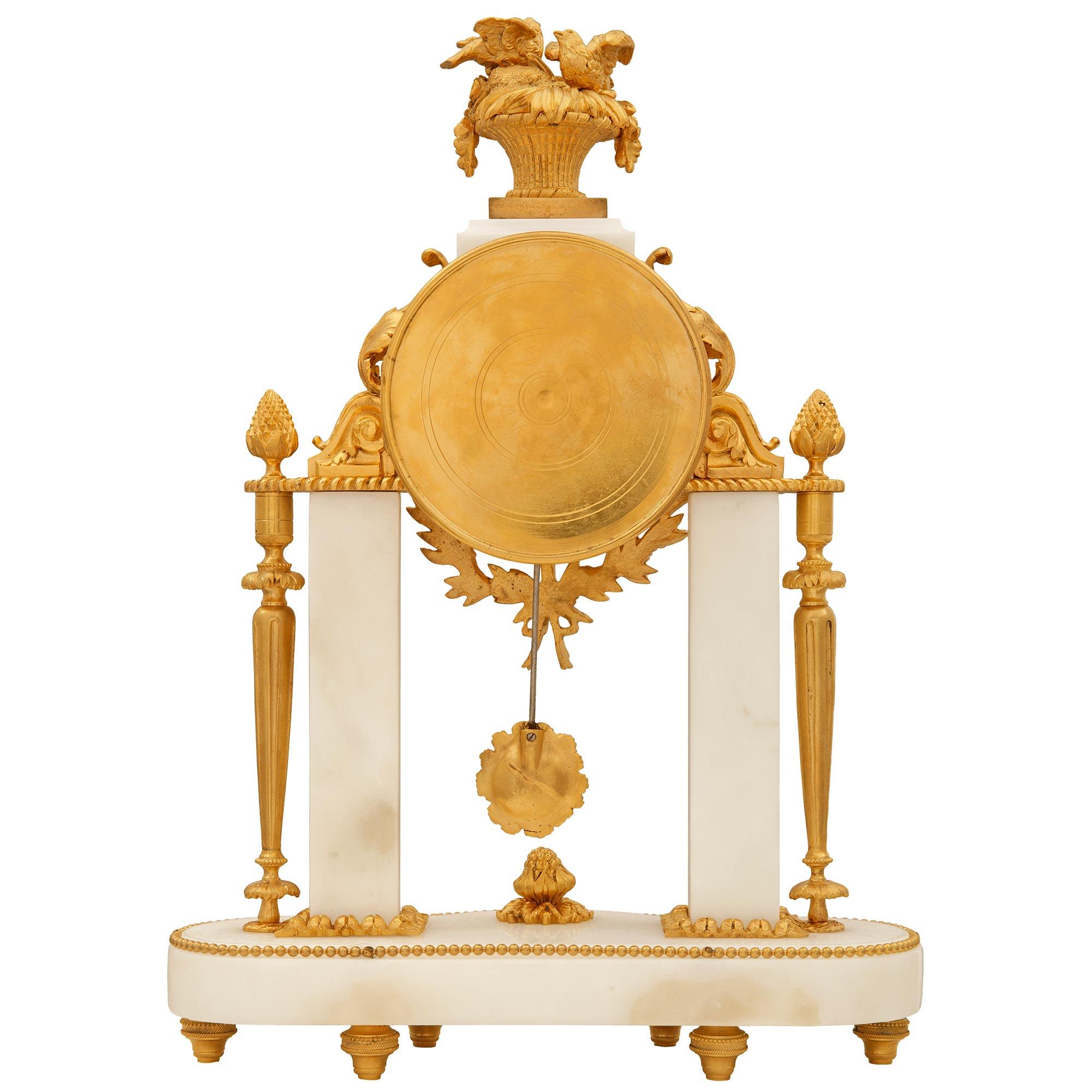 French 19th Century Louis XVI Style Marble and Ormolu Portique Clock For Sale 2