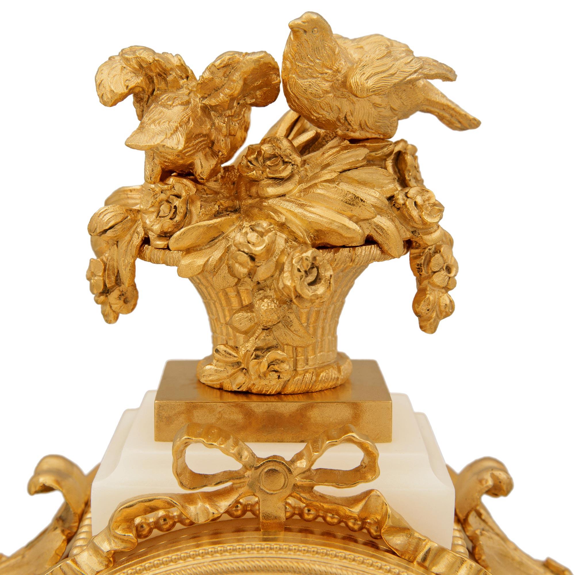 French 19th Century Louis XVI Style Marble and Ormolu Portique Clock For Sale 3