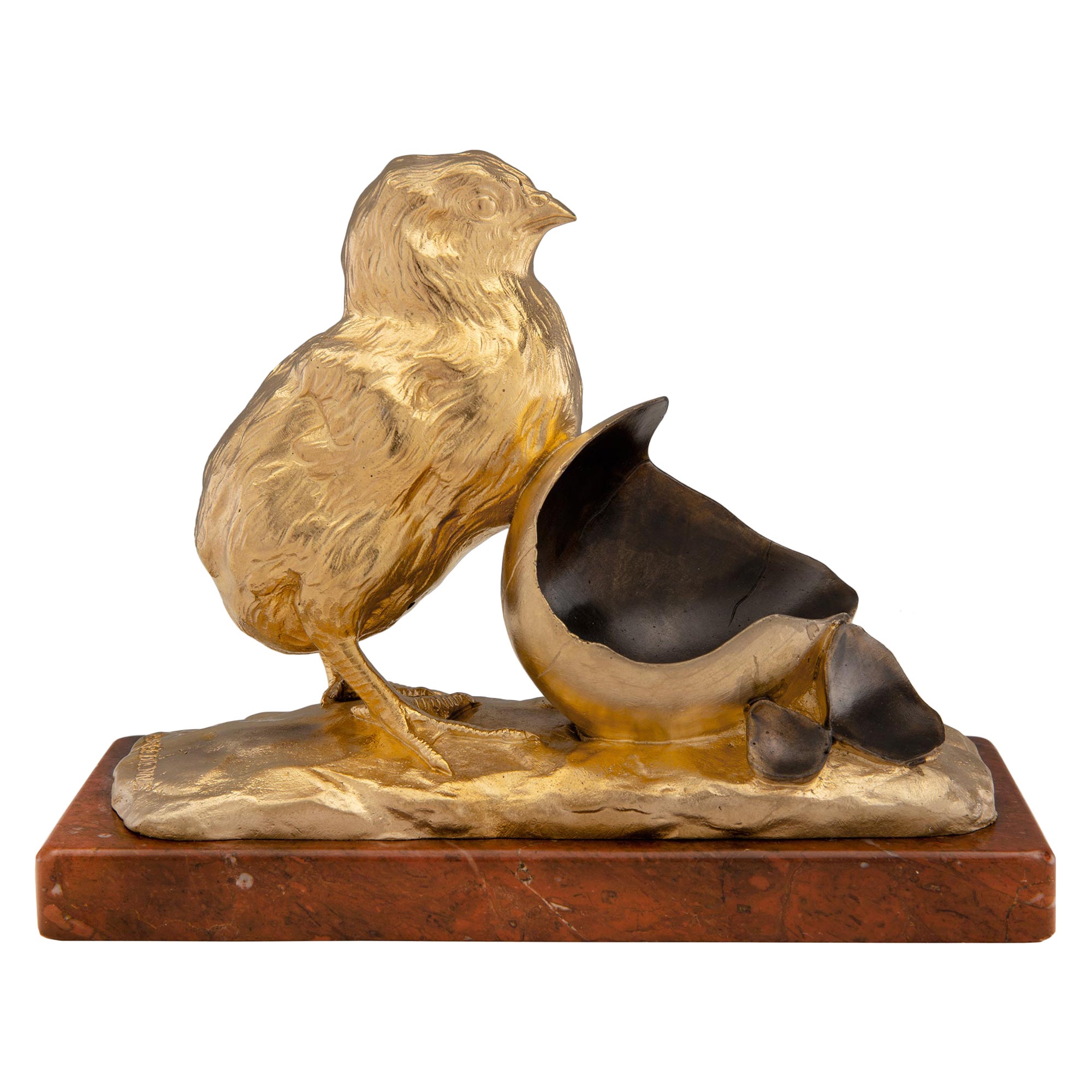 Statue/poids en papier de style Louis XVI du 19ème siècle en marbre et bronze doré en vente