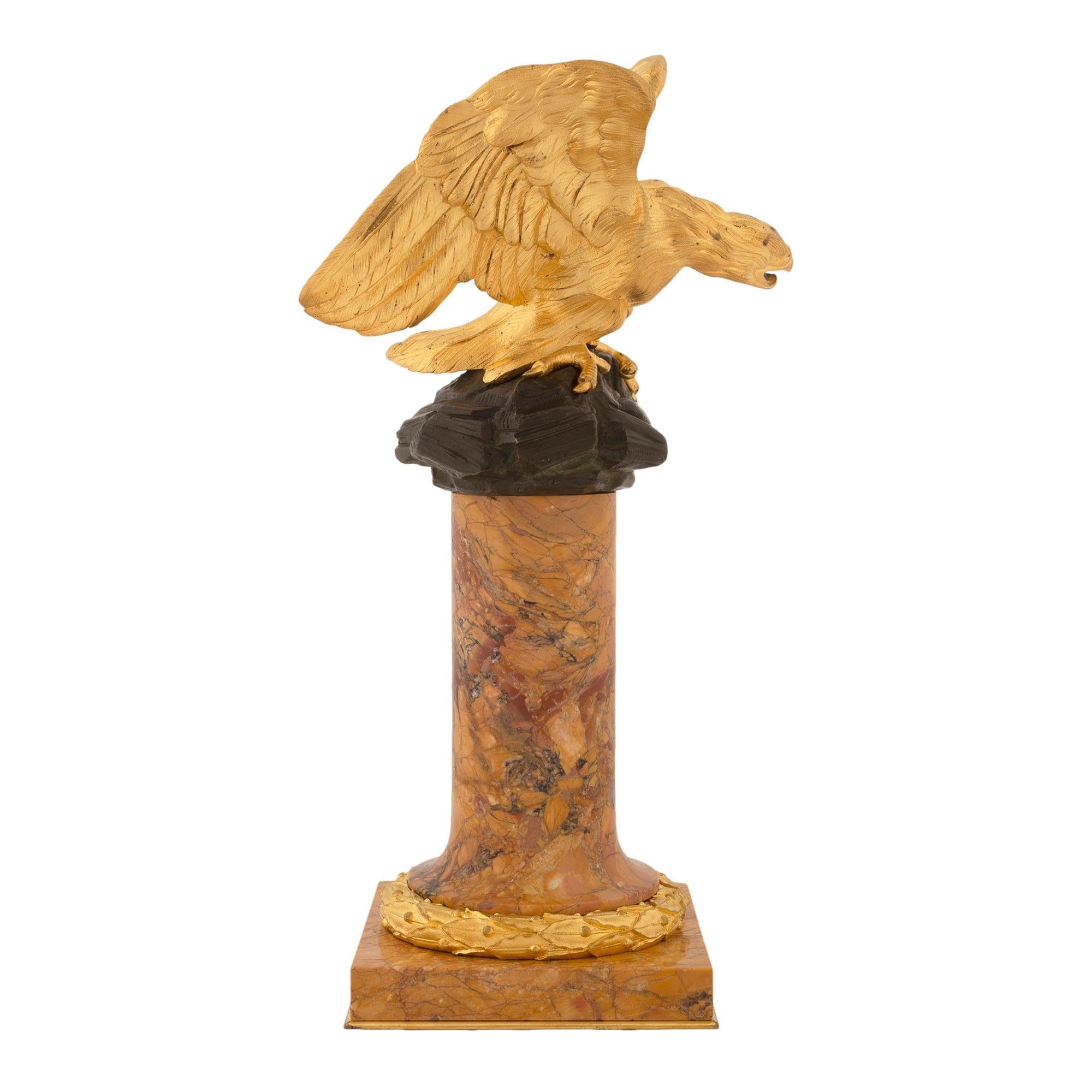 French 19th Century Louis XVI Style Marble, Bronze and Ormolu Statue In Good Condition For Sale In West Palm Beach, FL