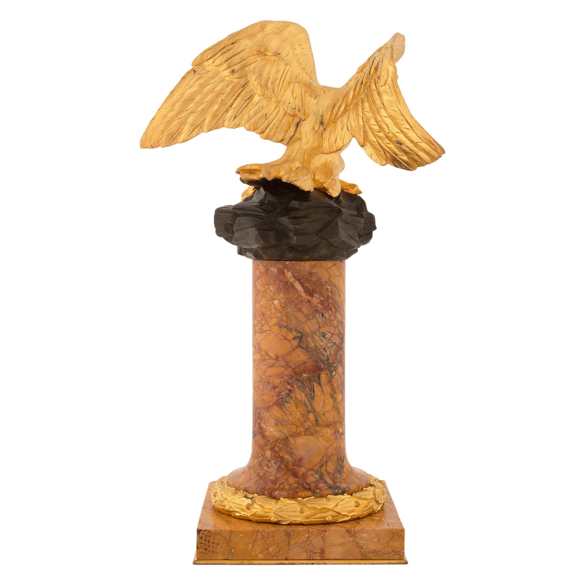 French 19th Century Louis XVI Style Marble, Bronze and Ormolu Statue For Sale 1