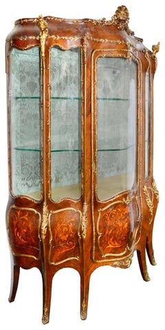 French 19th Century Louis XVI Style Marquetry Style Vitrine