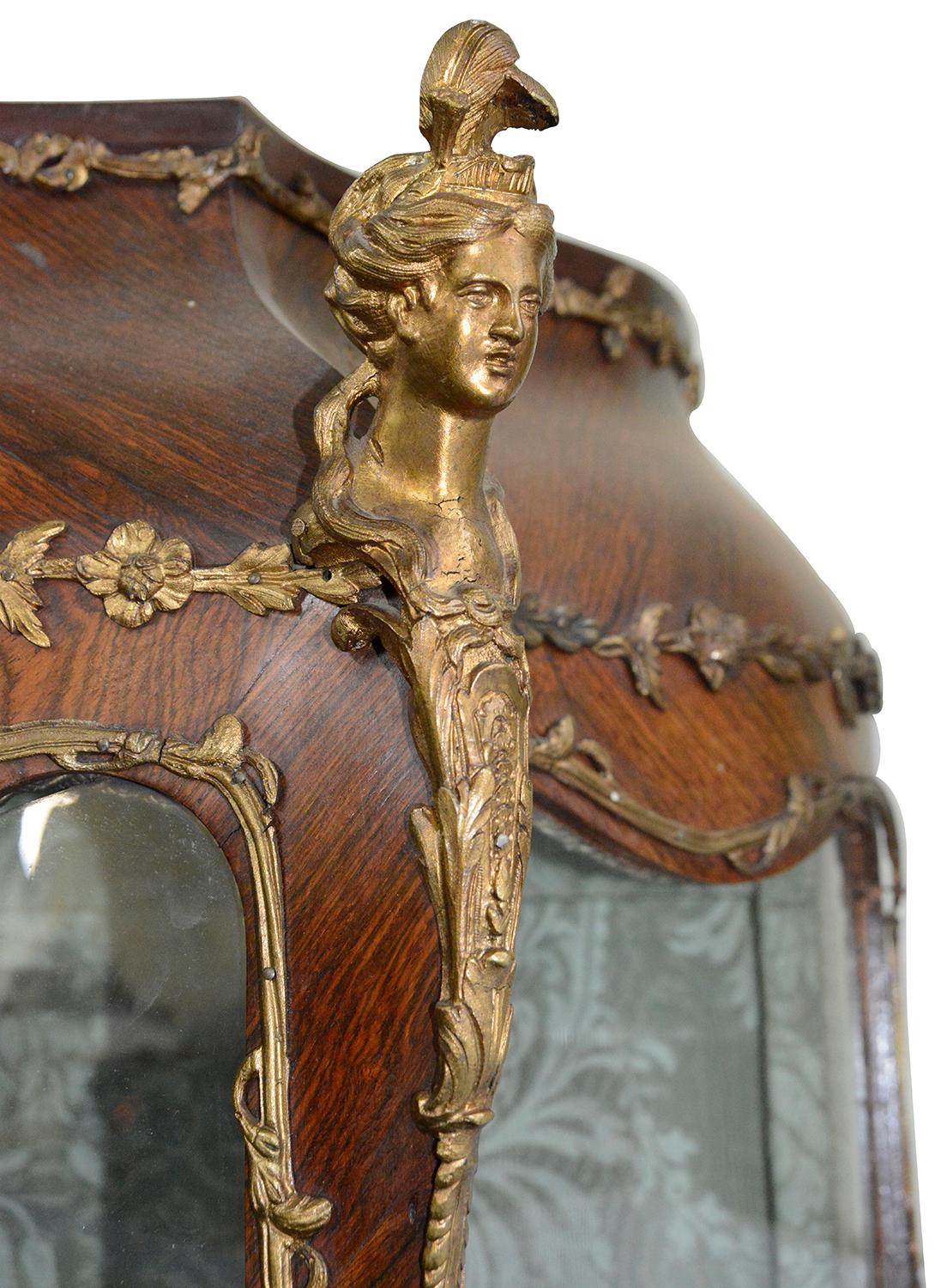 Inlay French 19th Century Louis XVI Style Marquetry Style Vitrine For Sale