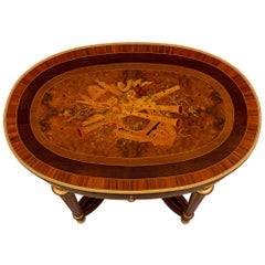French 19th Century Louis XVI Style Marquetry Top Table with One Drawer