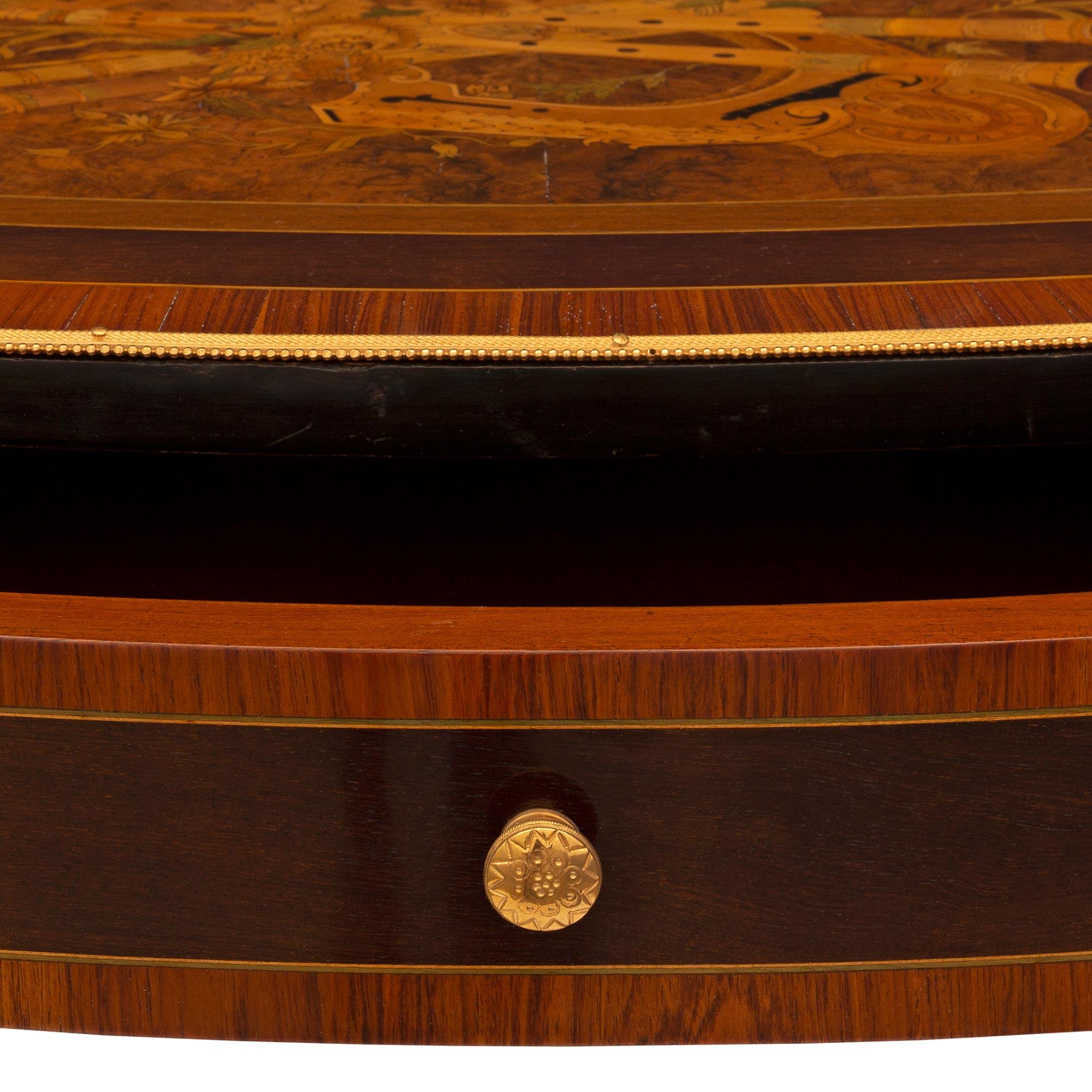 French 19th Century Louis XVI Style Marquetry Top Table with One Drawer For Sale 3