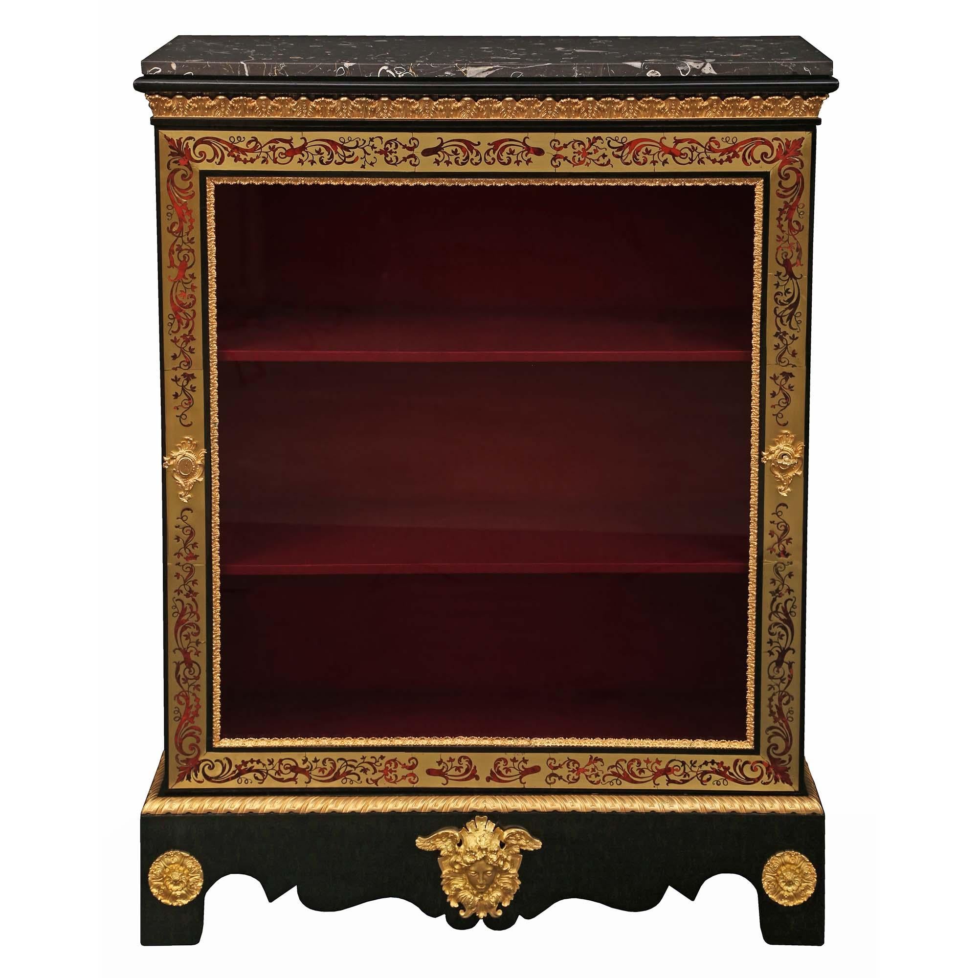 French 19th Century Louis XVI Style Napoleon III Period Boulle Cabinet Vitrine In Good Condition For Sale In West Palm Beach, FL