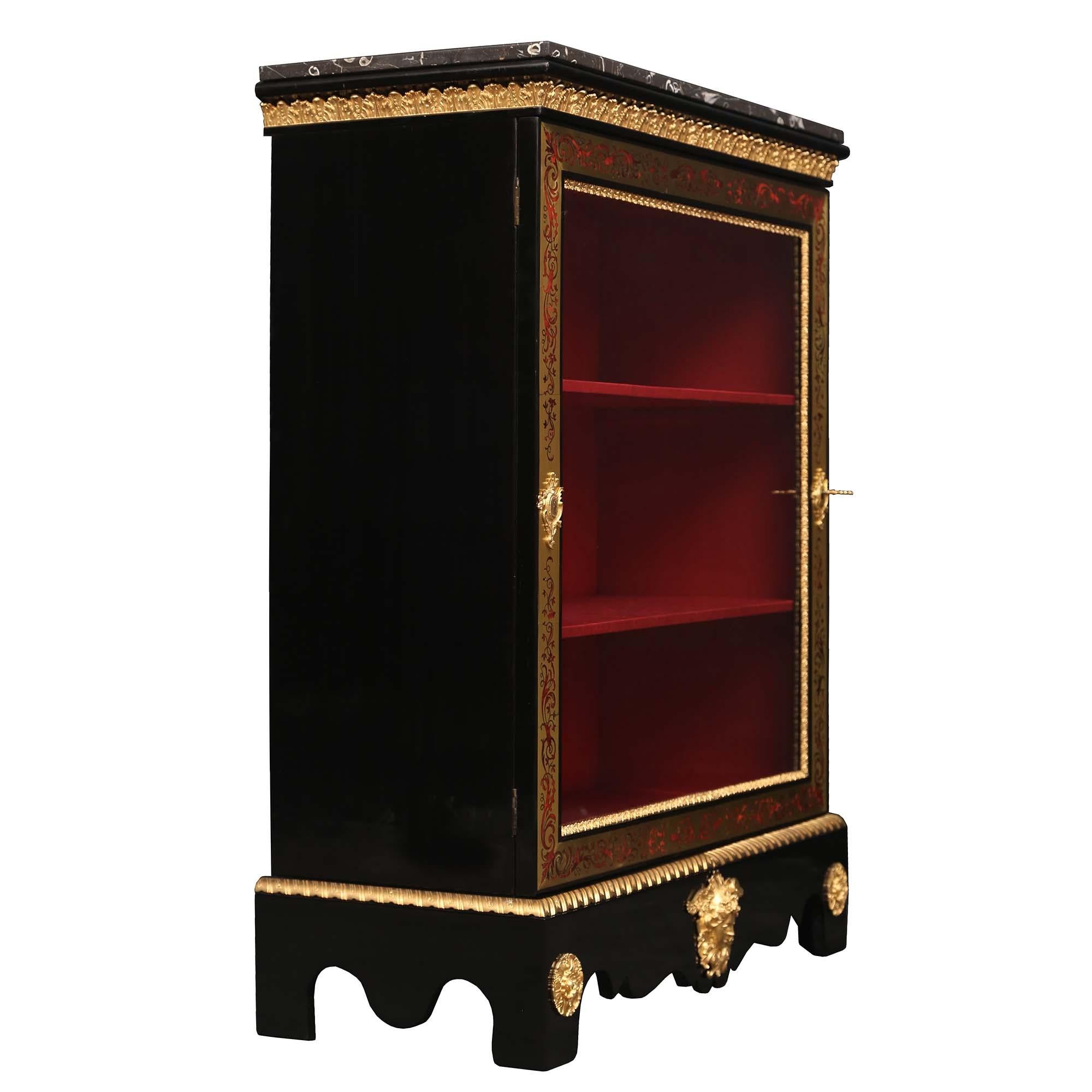 Ebony French 19th Century Louis XVI Style Napoleon III Period Boulle Cabinet Vitrine For Sale
