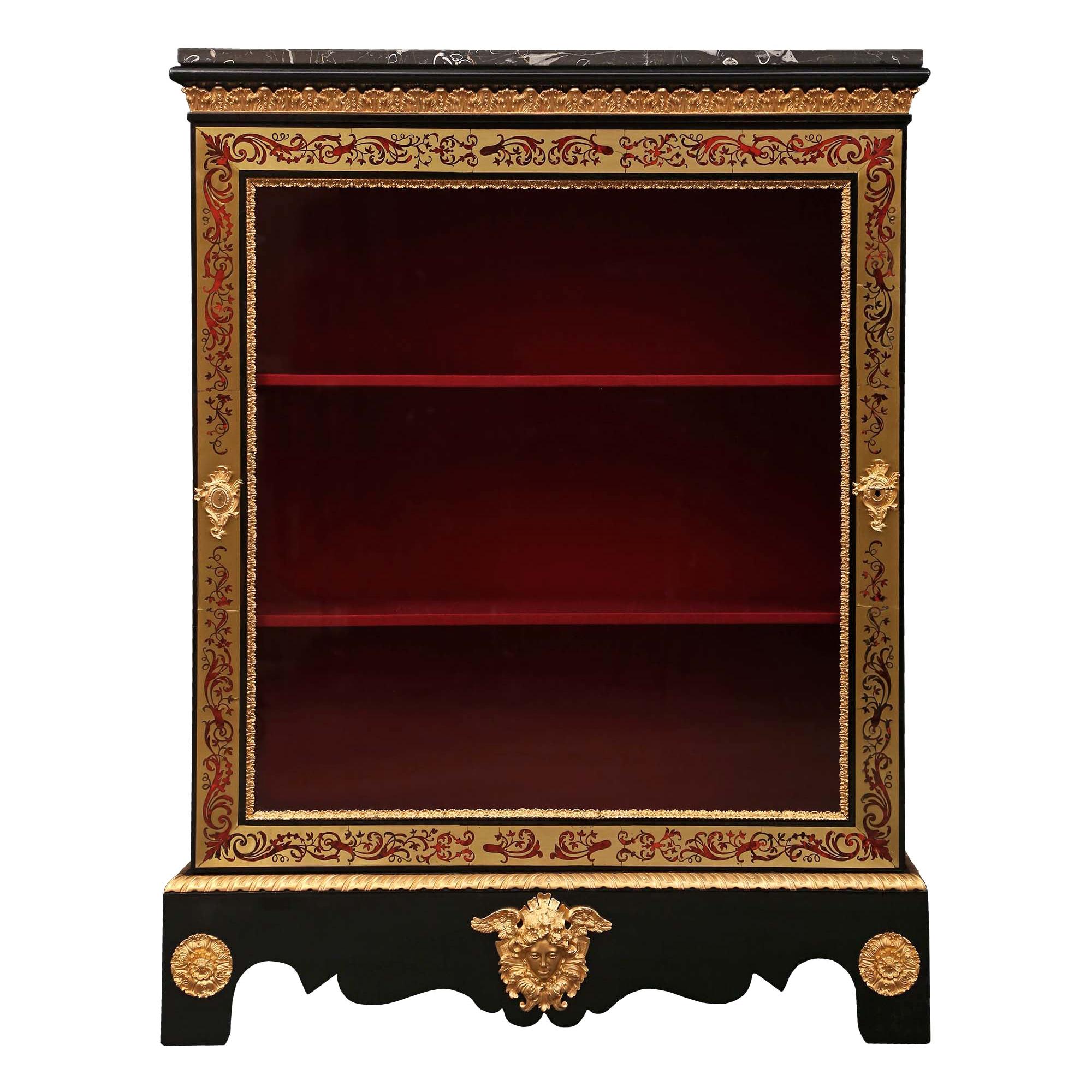 French 19th Century Louis XVI Style Napoleon III Period Boulle Cabinet Vitrine For Sale
