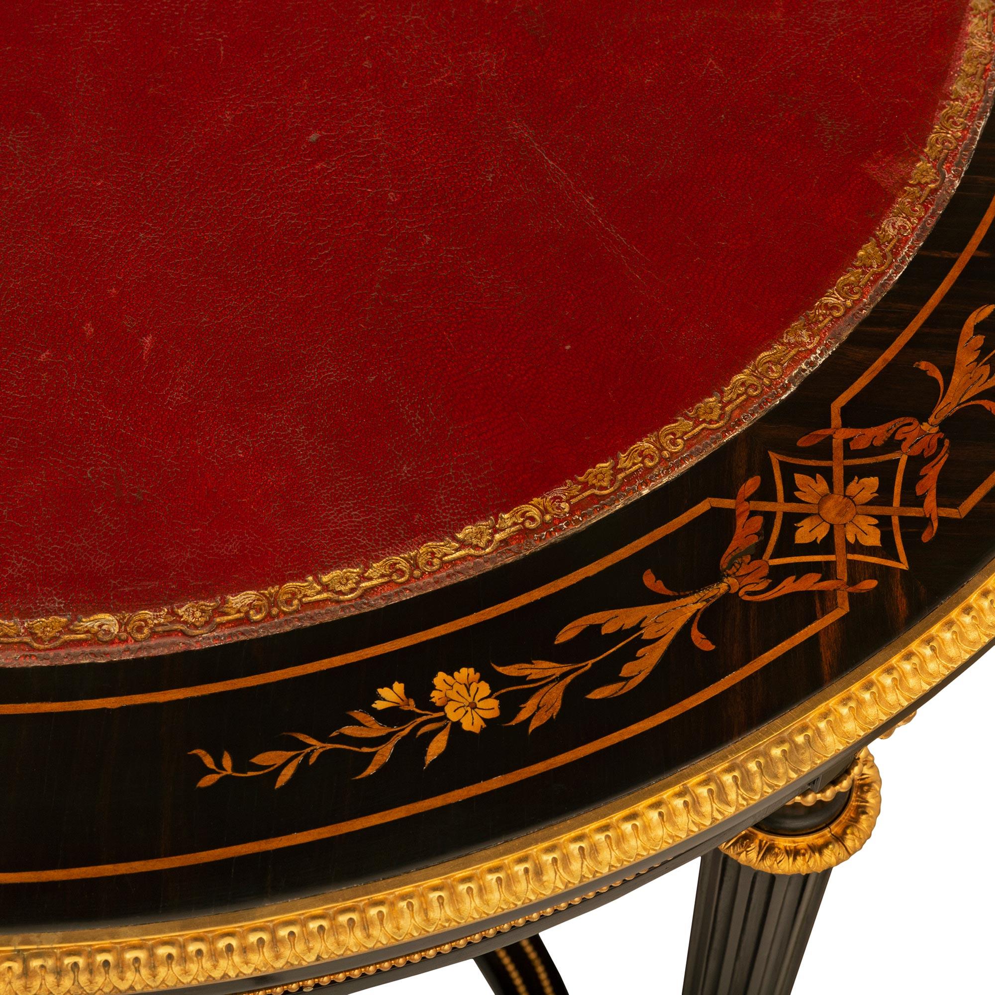 Ebonized French 19th Century Louis XVI Style Napoleon III Period Center Table For Sale