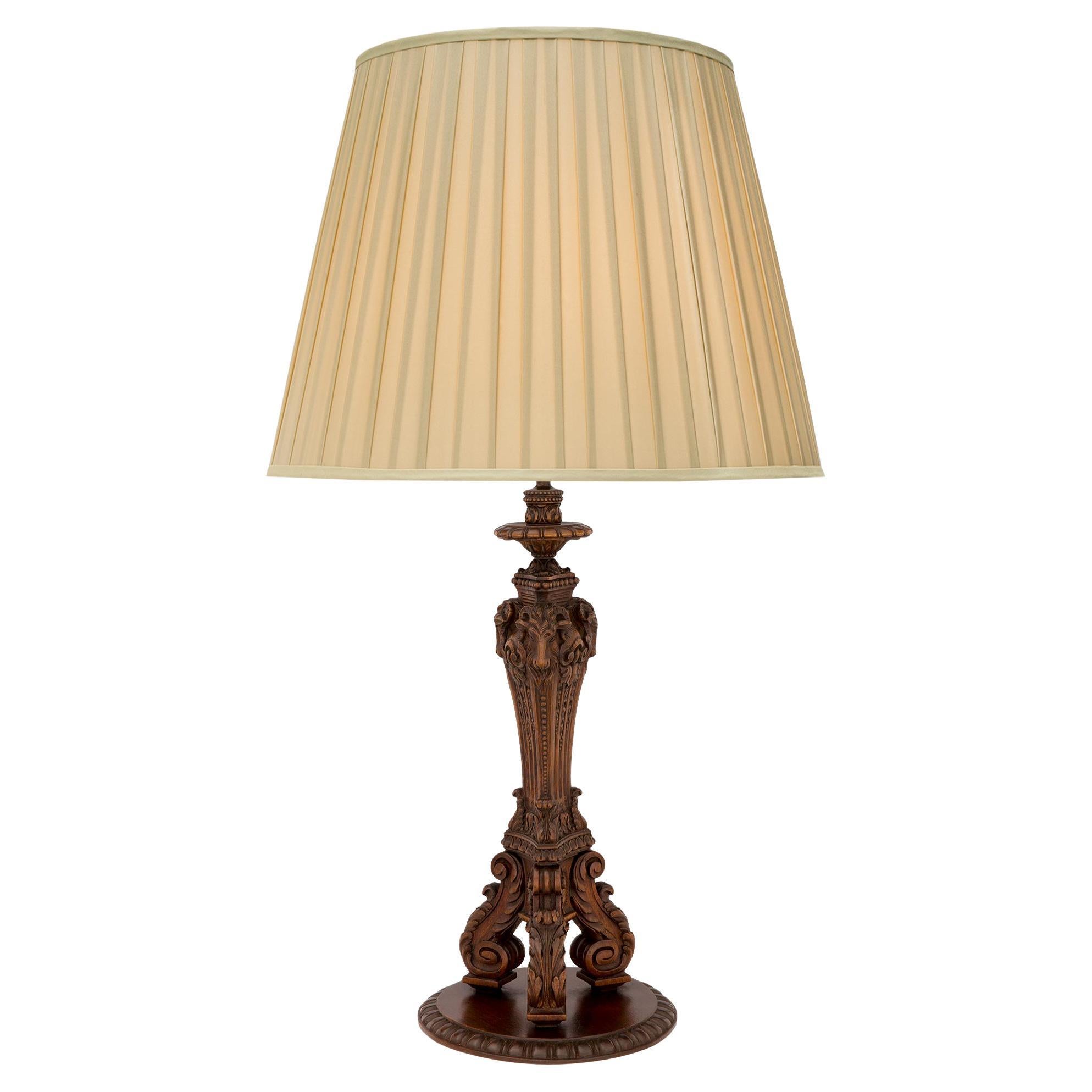 French 19th Century Louis XVI Style Oak Lamp For Sale
