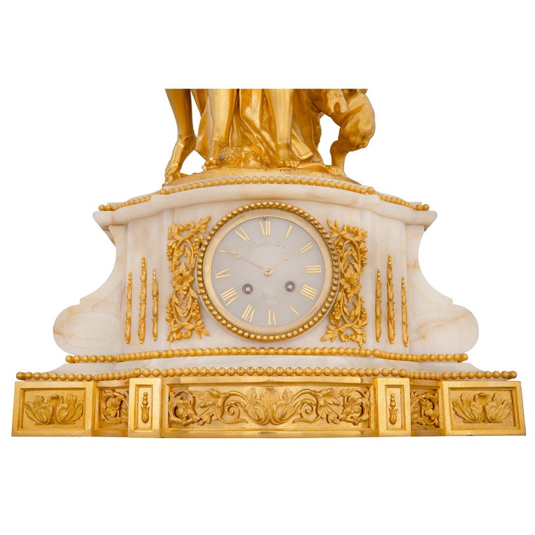 French 19th Century Louis XVI Style Onyx and Ormolu Clock For Sale 8