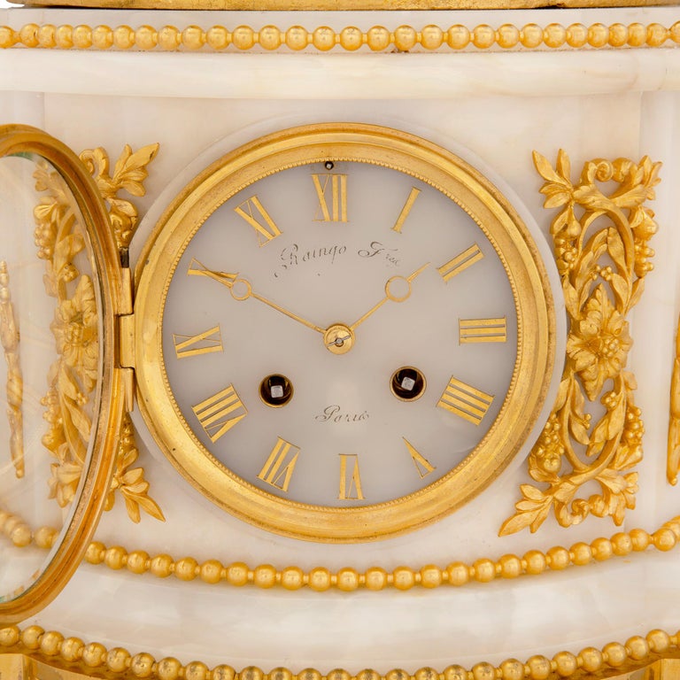 French 19th Century Louis XVI Style Onyx and Ormolu Clock For Sale 9