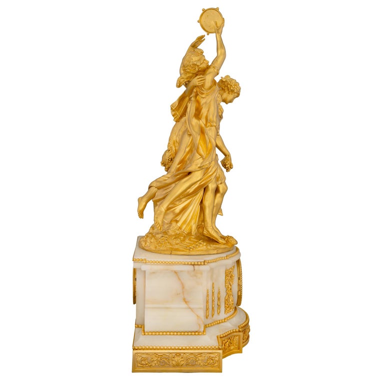 French 19th Century Louis XVI Style Onyx and Ormolu Clock In Good Condition For Sale In West Palm Beach, FL