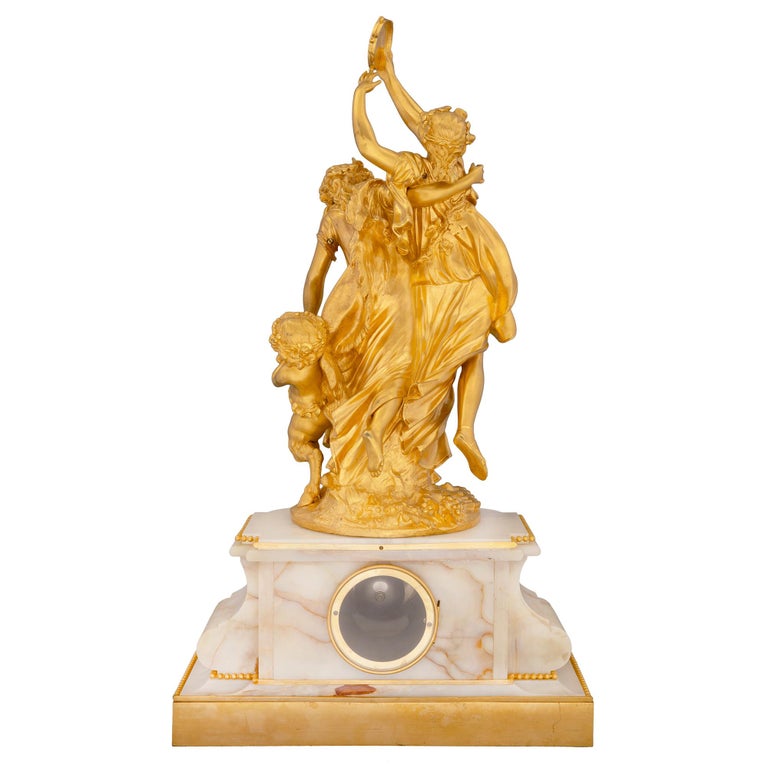 French 19th Century Louis XVI Style Onyx and Ormolu Clock For Sale 1
