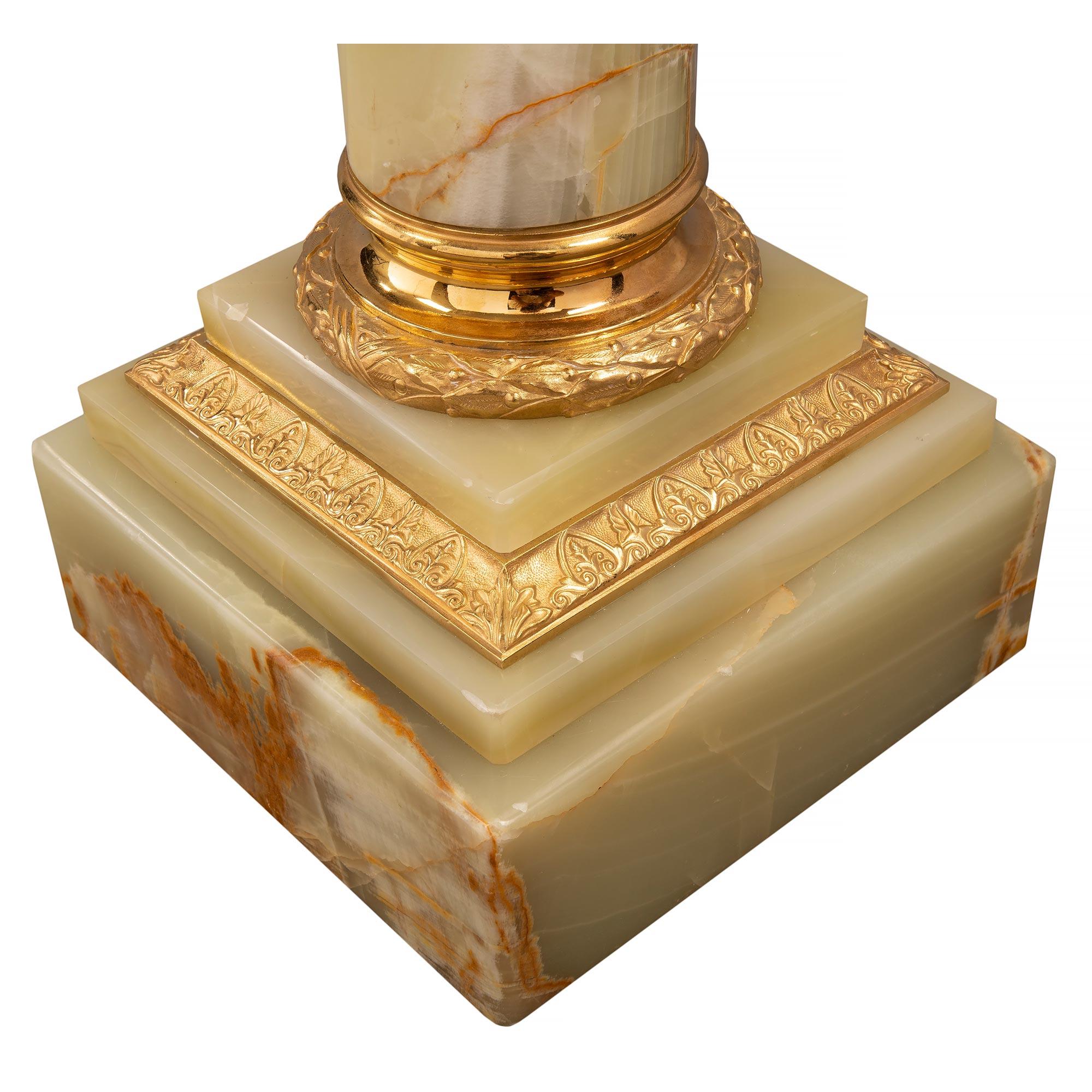 French 19th Century Louis XVI Style Onyx and Ormolu Pedestal Column For Sale 5