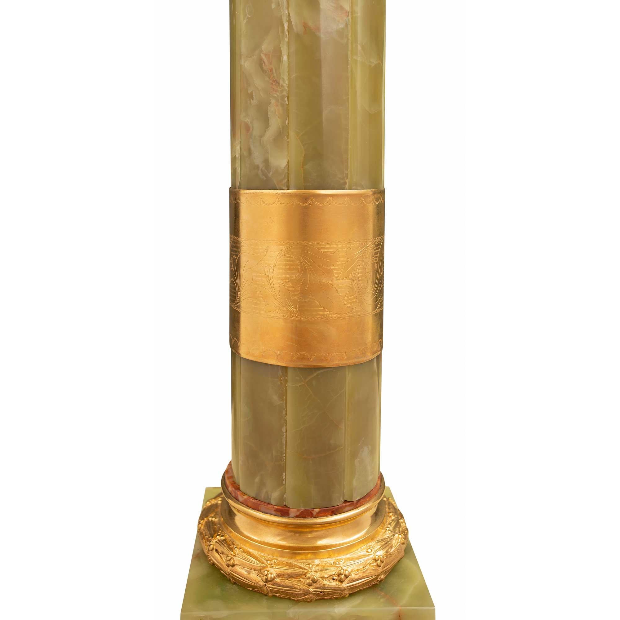 French 19th Century Louis XVI Style Onyx and Red Marble Pedestal Column For Sale 3