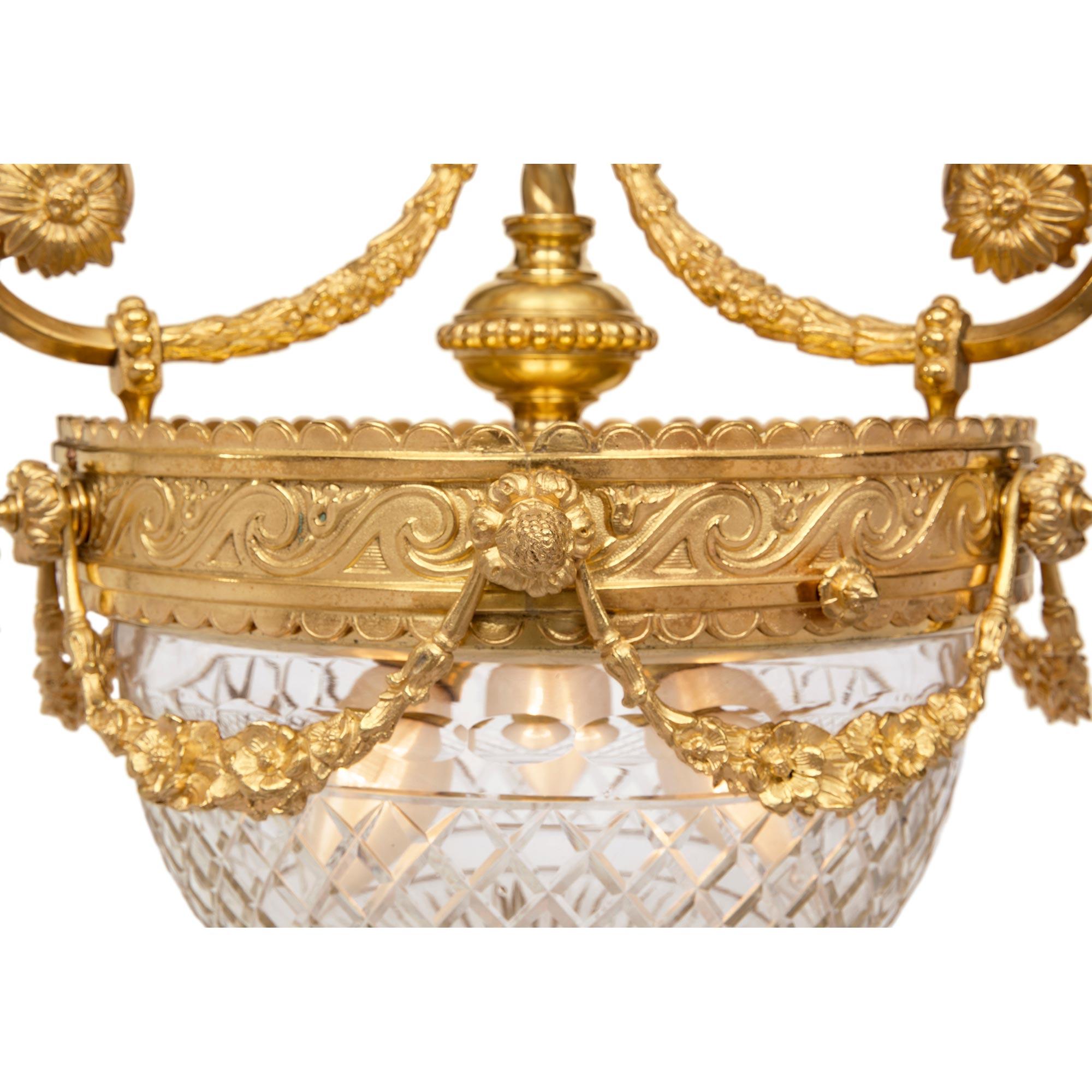 French 19th Century Louis XVI Style Ormolu and Baccarat Crystal Chandelier 1