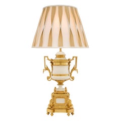 French 19th Century Louis XVI Style Ormolu and Blanc De Chine Porcelain Lamp