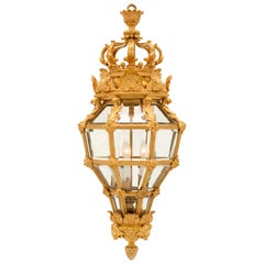 French 19th Century Louis XVI Style Ormolu and Crystal Lantern