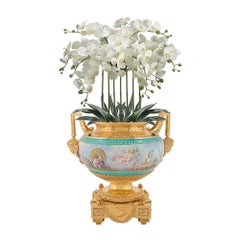 French 19th Century Louis XVI Style Ormolu and Enameled Porcelain Centerpiece