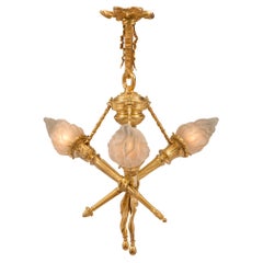 French 19th Century Louis XVI Style Ormolu and Glass Chandelier