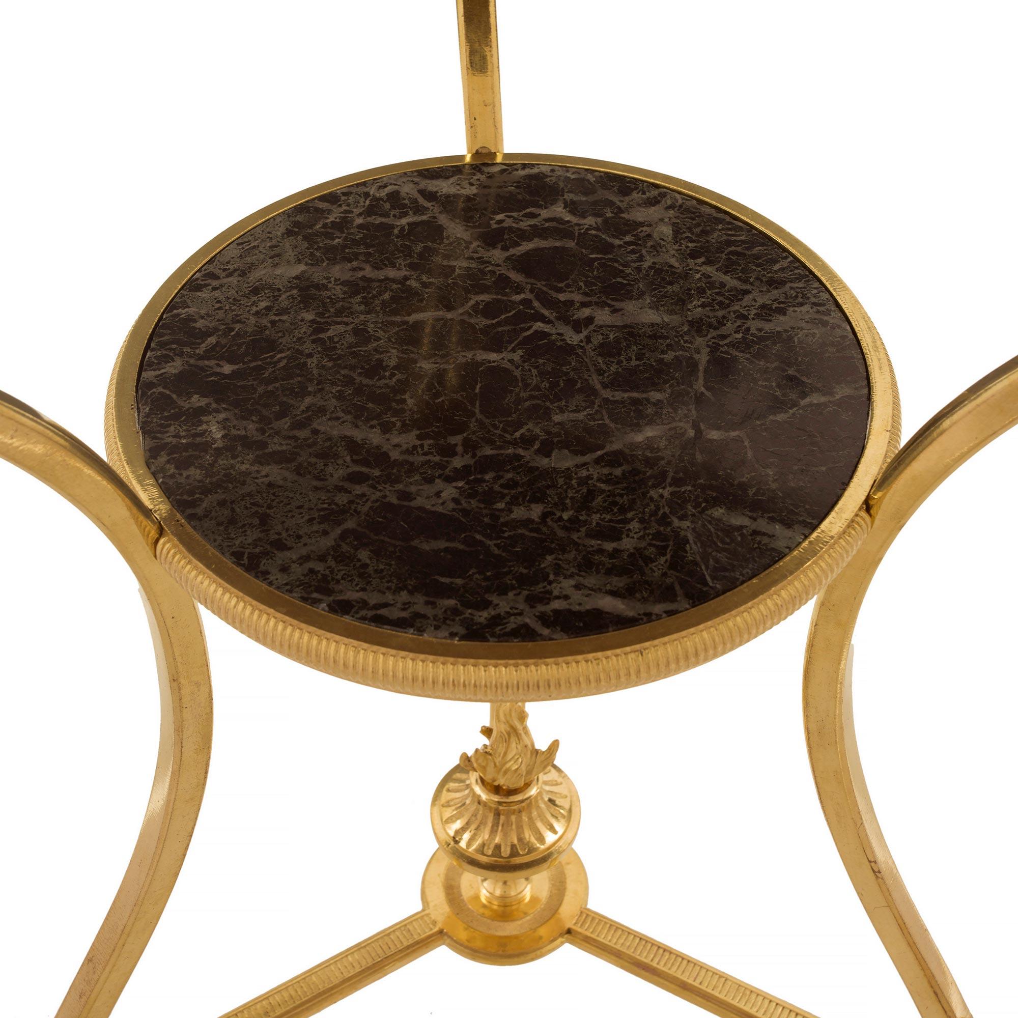 French 19th Century Louis XVI Style Ormolu and Marble Gueridon Side Table For Sale 2