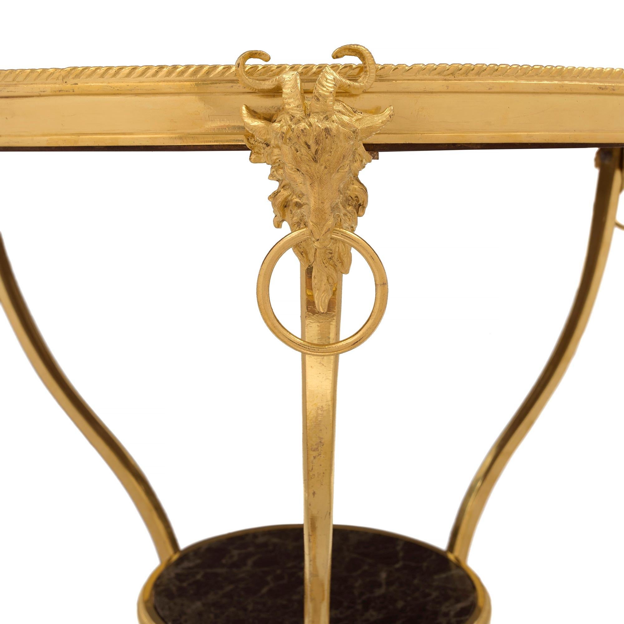 French 19th Century Louis XVI Style Ormolu and Marble Gueridon Side Table For Sale 3