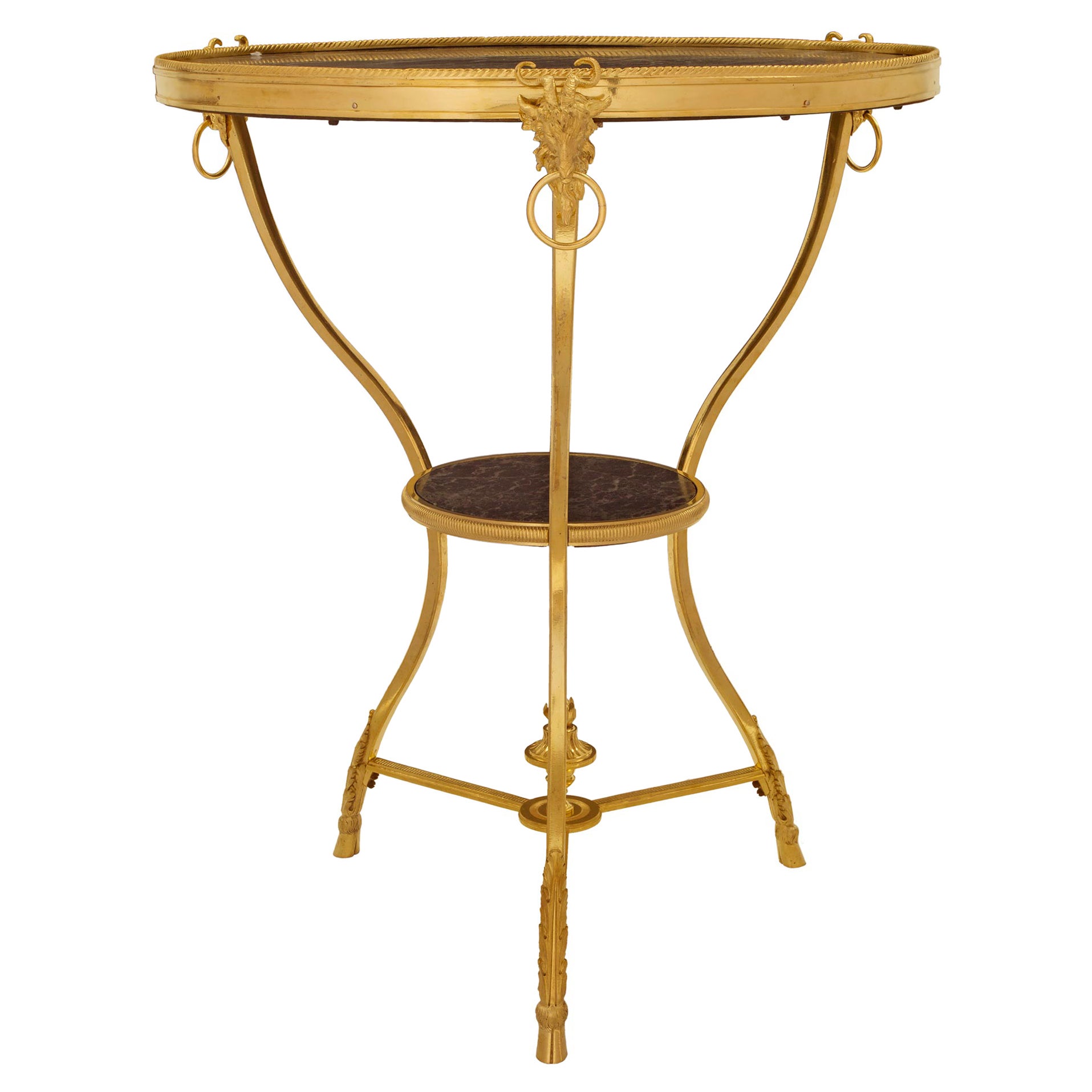 Französischer Beistelltisch aus Ormolu und Marmor im Louis-XVI-Stil des 19. Jahrhunderts