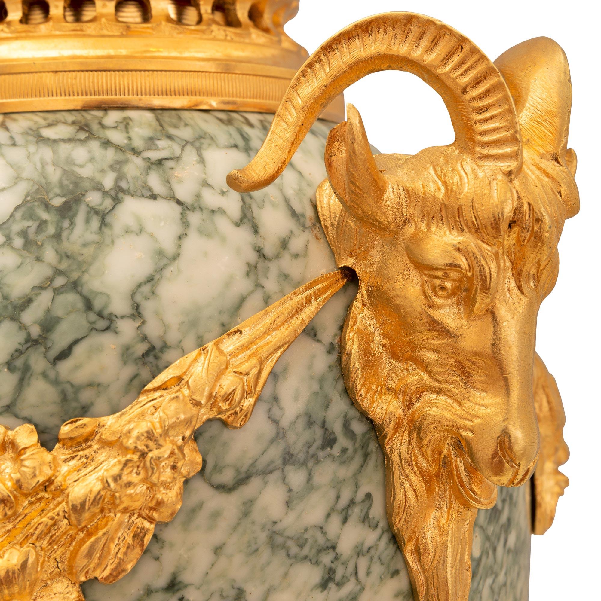 French 19th Century Louis XVI Style Ormolu and Marble Lamps For Sale 3