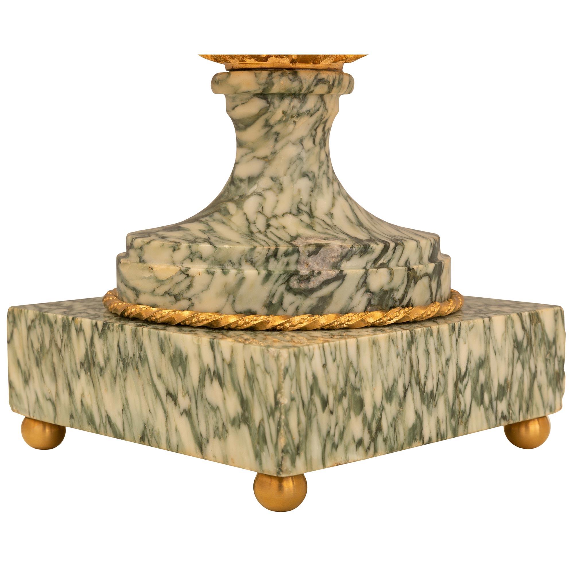 French 19th Century Louis XVI Style Ormolu and Marble Lamps For Sale 5