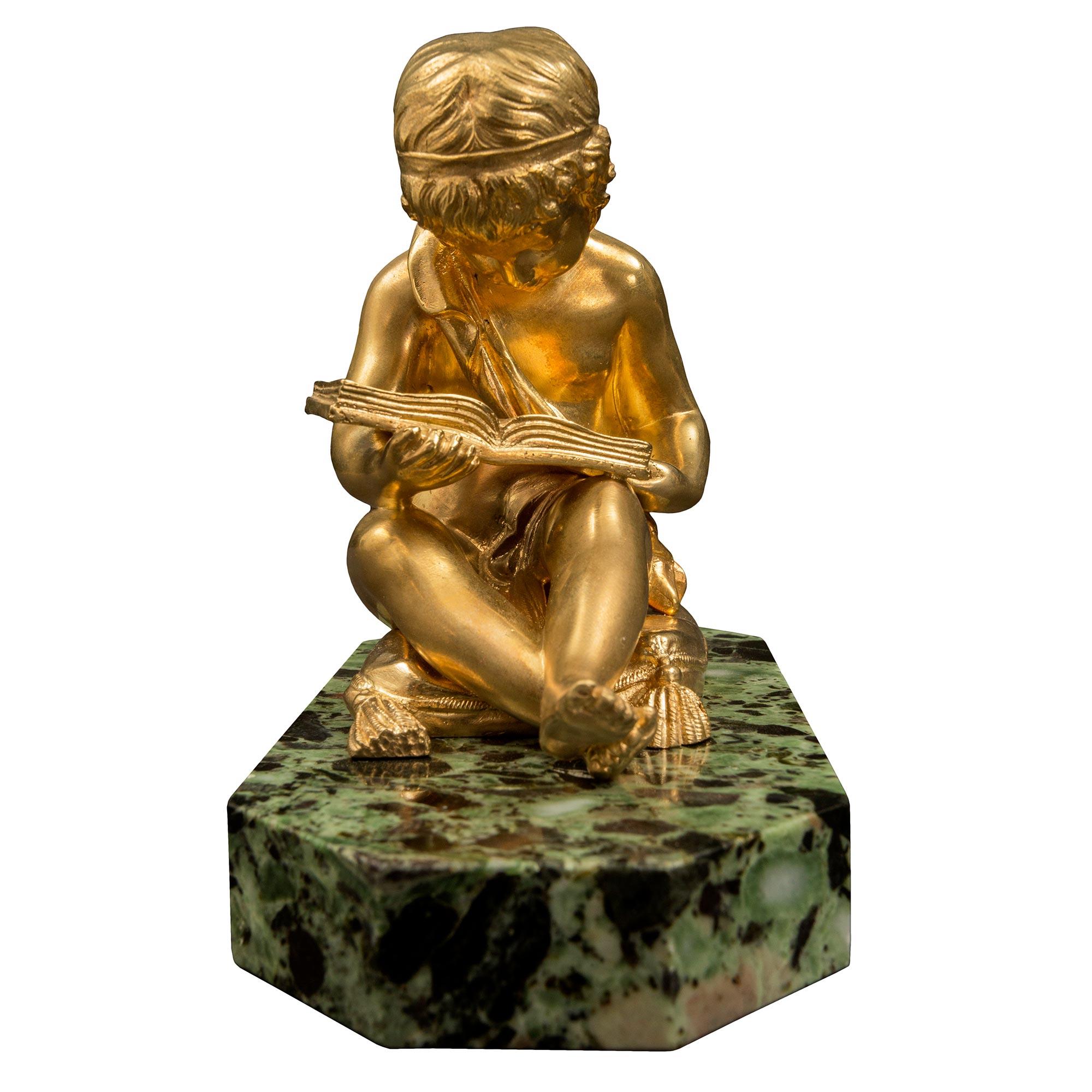 French 19th Century Louis XVI Style Ormolu and Marble Paperweight In Good Condition For Sale In West Palm Beach, FL
