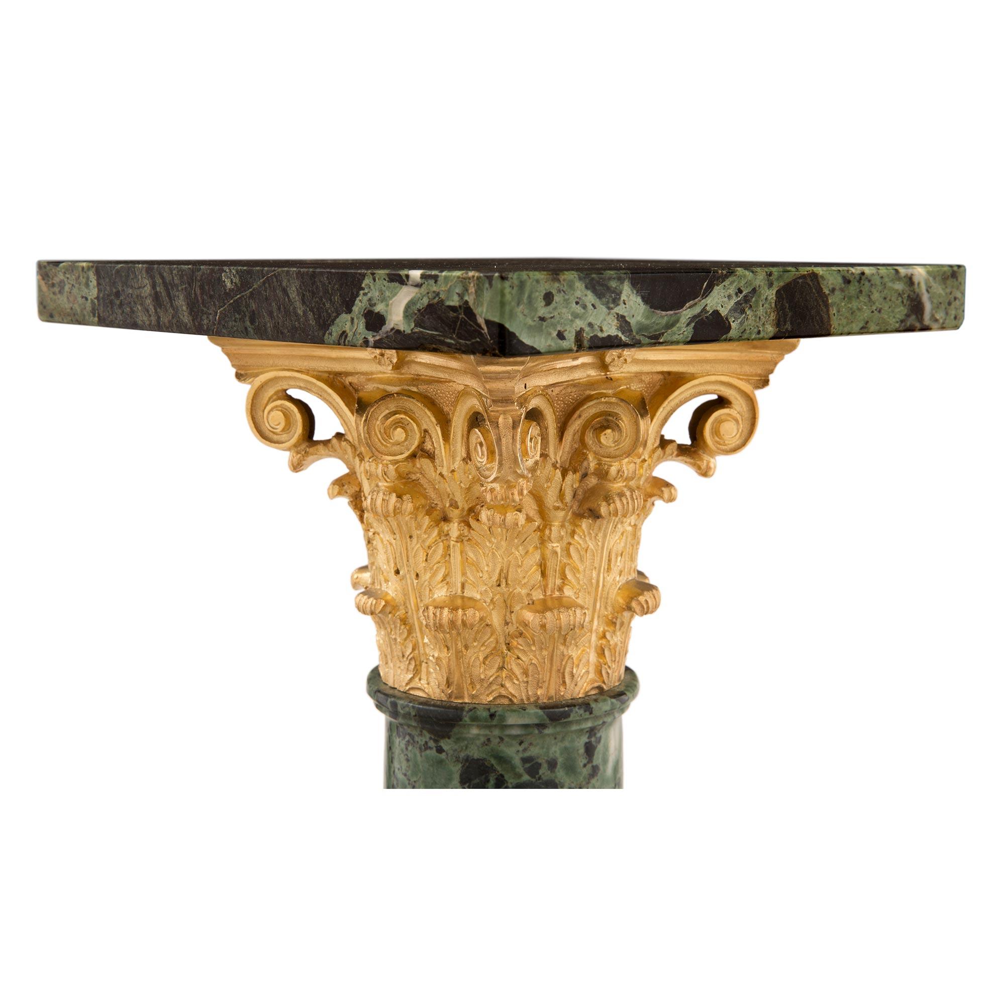 French 19th Century Louis XVI Style Ormolu and Marble Pedestal Column For Sale 1
