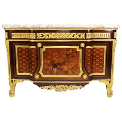French 19th Century Louis XVI Style Ormolu and Marquetry Fontainebleau Commode