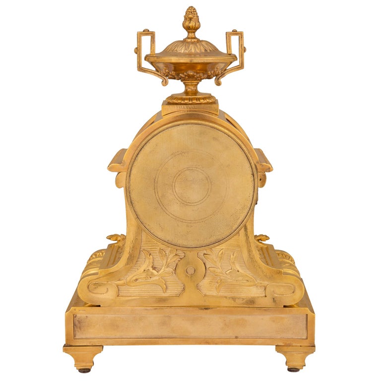 French 19th Century Louis XVI Style Ormolu and Porcelain Clock For Sale 1