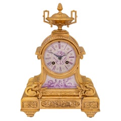French 19th Century Louis XVI Style Ormolu and Porcelain Clock