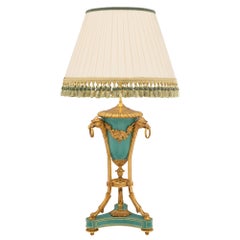 French 19th Century Louis XVI Style Ormolu and Porcelain Lamp, Signed by Sèvres